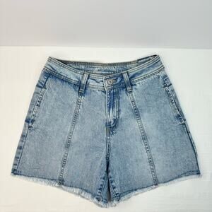 NEW Soundstyle Denim Jean Shorts Aline Mid Rise Raw Hem Cutoffs Size 4 / 26
